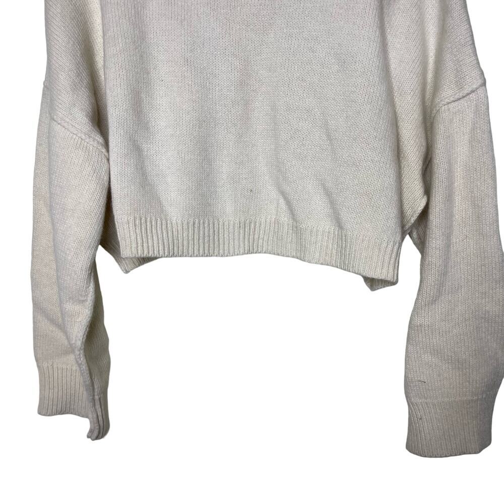 Hers Cropped Crewneck Long Sleeve Pullover Cropped Sweater White Womens S - Picture 4 of 7